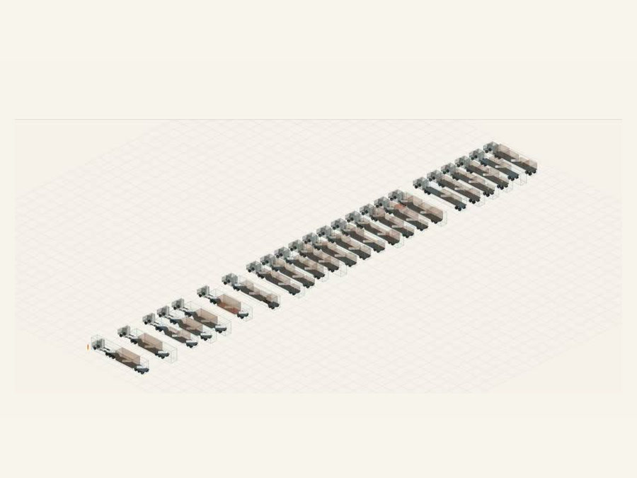 A three-dimensional fleet view showing all 24 proposed trucks